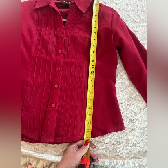 EUC Lemon Grass Studio Dark Red Button Down Polyester Blouse Women’s PS - Picture 12 of 12